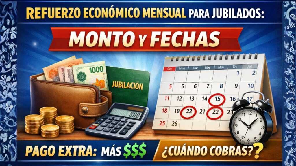 Refuerzo económico mensual para jubilados: monto y fechas