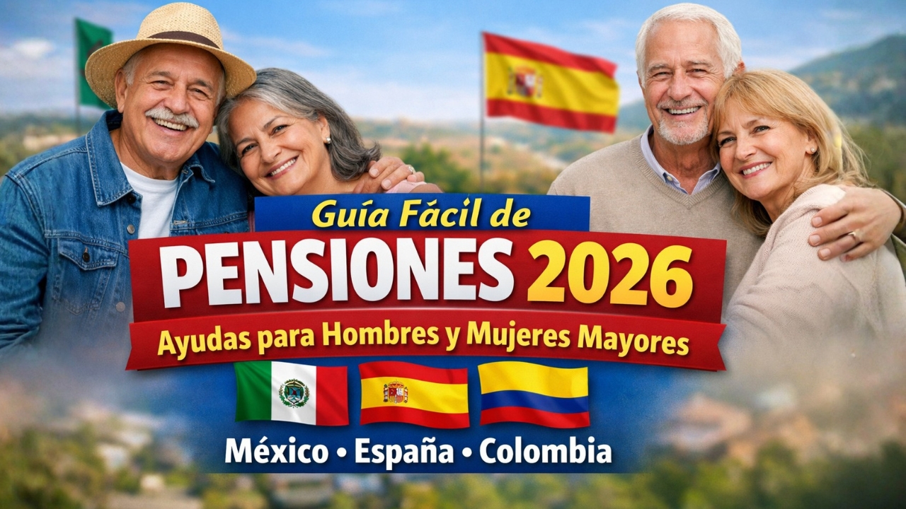 Guía fácil de pensiones 2026: ayudas para hombres y mujeres mayores en México, España y Colombia