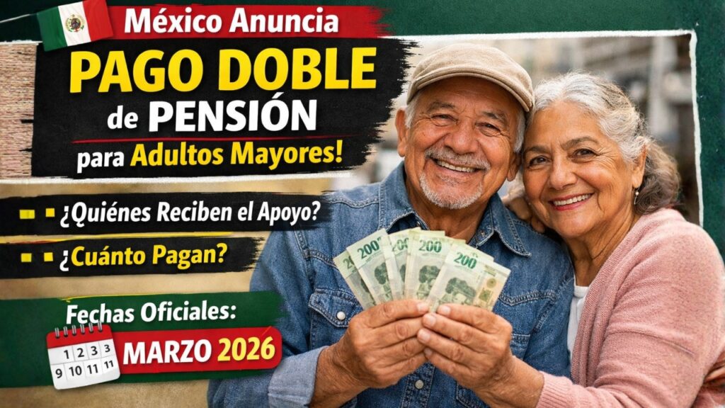 México anuncia pago doble de pensión para adultos mayores: quiénes reciben el apoyo, cuánto pagan y fechas oficiales de marzo 2026