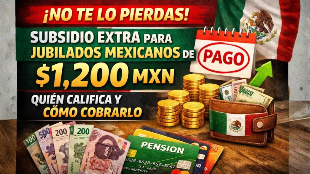 ¡No Te Lo Pierdas! Subsidio Extra para Jubilados Mexicanos de $1,200 MXN: Quién Califica y Cómo Cobrarlo