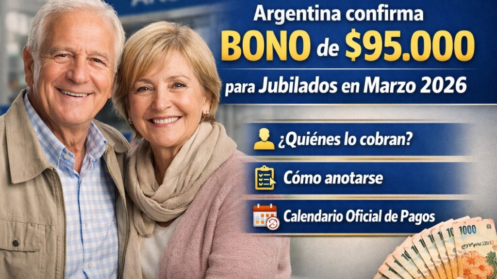 Bono de $95.000 para Jubilados en Argentina – Marzo 2026